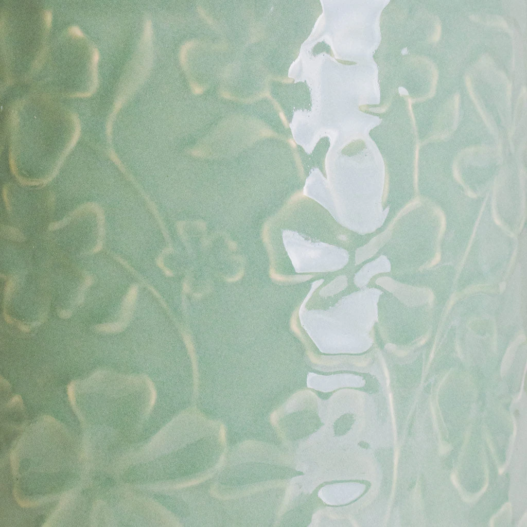 Betsy Embossed Plant Pot - Floral Mint 5 Betsy Embossed Plant Pot - Floral Mint - Image 5