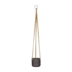 Charlie Hanging Plant Pot - Black Washed -HORTOLOGY Plants Sale Charlie Hanging Plant Pot Black Washed Small