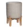 Charlie Plant Pot - Low Stand - Grey Washed