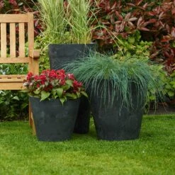 Claire Artstone Plant Pot - Black -HORTOLOGY Plants Sale Claire Artstone Plant Pots Black LS1