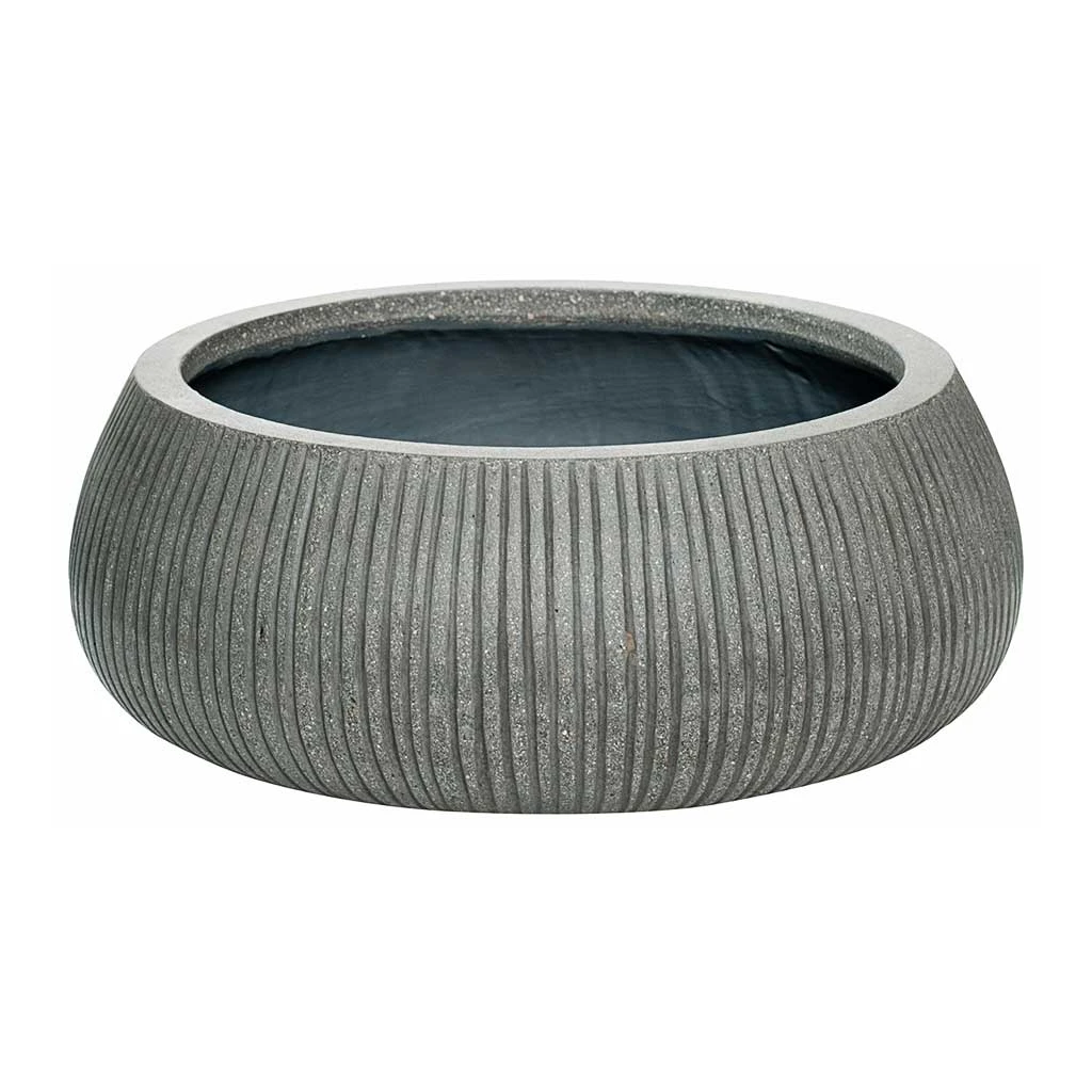 Eileen Ridged Plant Bowl - Dark Grey 1 Eileen Ridged Plant Bowl - Dark Grey