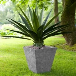 Ella Artstone Grey Matt β Tapered Square Stone Effect Modern Planter 15 Ella Artstone Grey Matt β Tapered Square Stone Effect Modern Planter -HORTOLOGY Plants Sale Ella Artstone Grey LS2