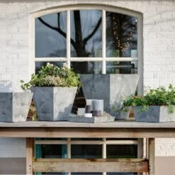 Ella Artstone Grey Matt β Tapered Square Stone Effect Modern Planter 23 Ella Artstone Grey Matt β Tapered Square Stone Effect Modern Planter -HORTOLOGY Plants Sale Ella Artstone Plant Pot Grey