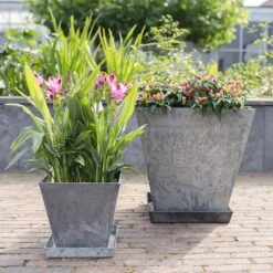 Ella Artstone Grey Matt β Tapered Square Stone Effect Modern Planter 18 Ella Artstone Grey Matt β Tapered Square Stone Effect Modern Planter -HORTOLOGY Plants Sale Ella Artstone Plant Pot Grey 7
