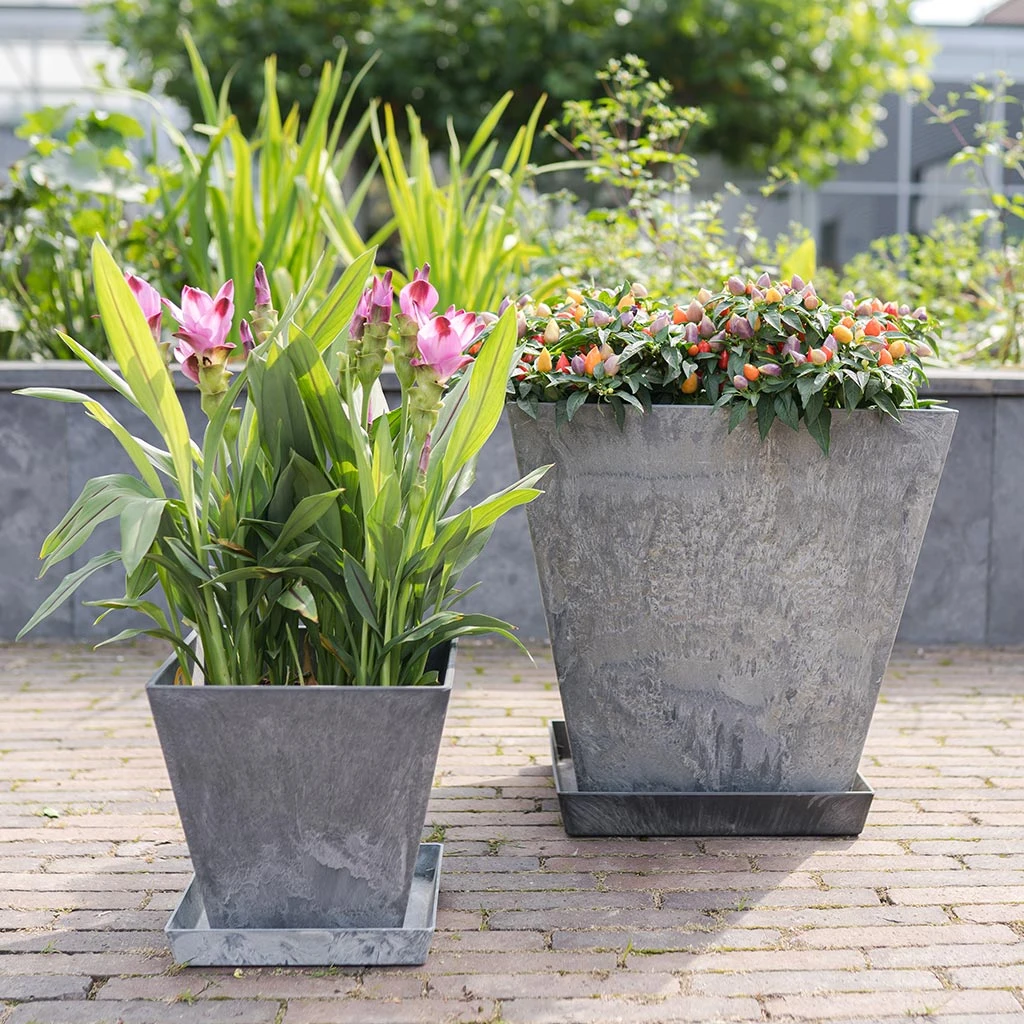 Ella Artstone Grey Matt β Tapered Square Stone Effect Modern Planter 7 Ella Artstone Grey Matt β Tapered Square Stone Effect Modern Planter - Image 7