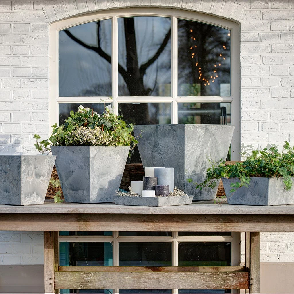 Ella Artstone Grey Matt β Tapered Square Stone Effect Modern Planter 12 Ella Artstone Grey Matt β Tapered Square Stone Effect Modern Planter - Image 12