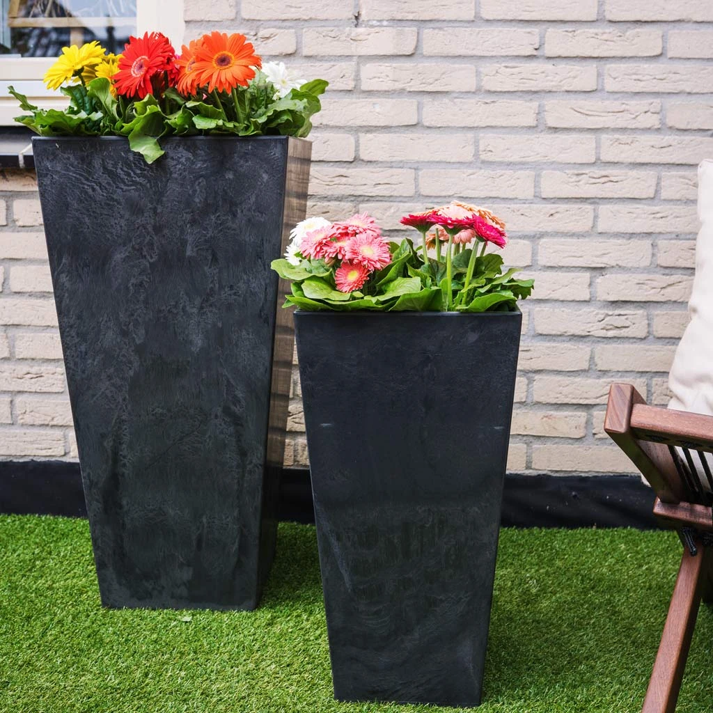 Ella Artstone Tall Planter - Black 5 Ella Artstone Tall Planter - Black - Image 5