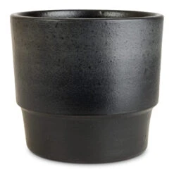 Erik Dark Denim Plant Pot - Inky Grey and Black Satin Ceramic Cylindrical Indoor Planter -HORTOLOGY Plants Sale Erik Plant Pot Denim 20x18cm