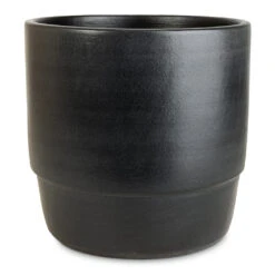 Erik Dark Denim Plant Pot - Inky Grey and Black Satin Ceramic Cylindrical Indoor Planter -HORTOLOGY Plants Sale Erik Plant Pot Denim 26x23cm