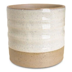 Gia Rippled Ceramic Plant Pot - Ice Cream Dip Marshmallow & Latte Two-Tone 11 Gia Rippled Ceramic Plant Pot - Ice Cream Dip Marshmallow & Latte Two-Tone -HORTOLOGY Plants Sale Gia Pot Ice Cream 14x13cm
