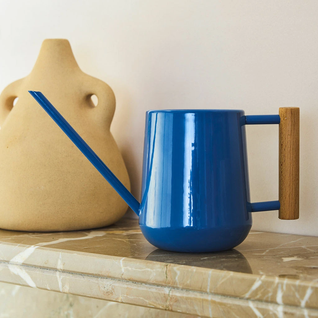 Indoor Watering Can 0.7L - Cotswold Blue With Beech Handle 2 Indoor Watering Can 0.7L - Cotswold Blue With Beech Handle - Image 2