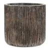 Luxe Lite Bronze Waterfall Textured Cylinder Planter - Lightweight Indoor Floor Pot