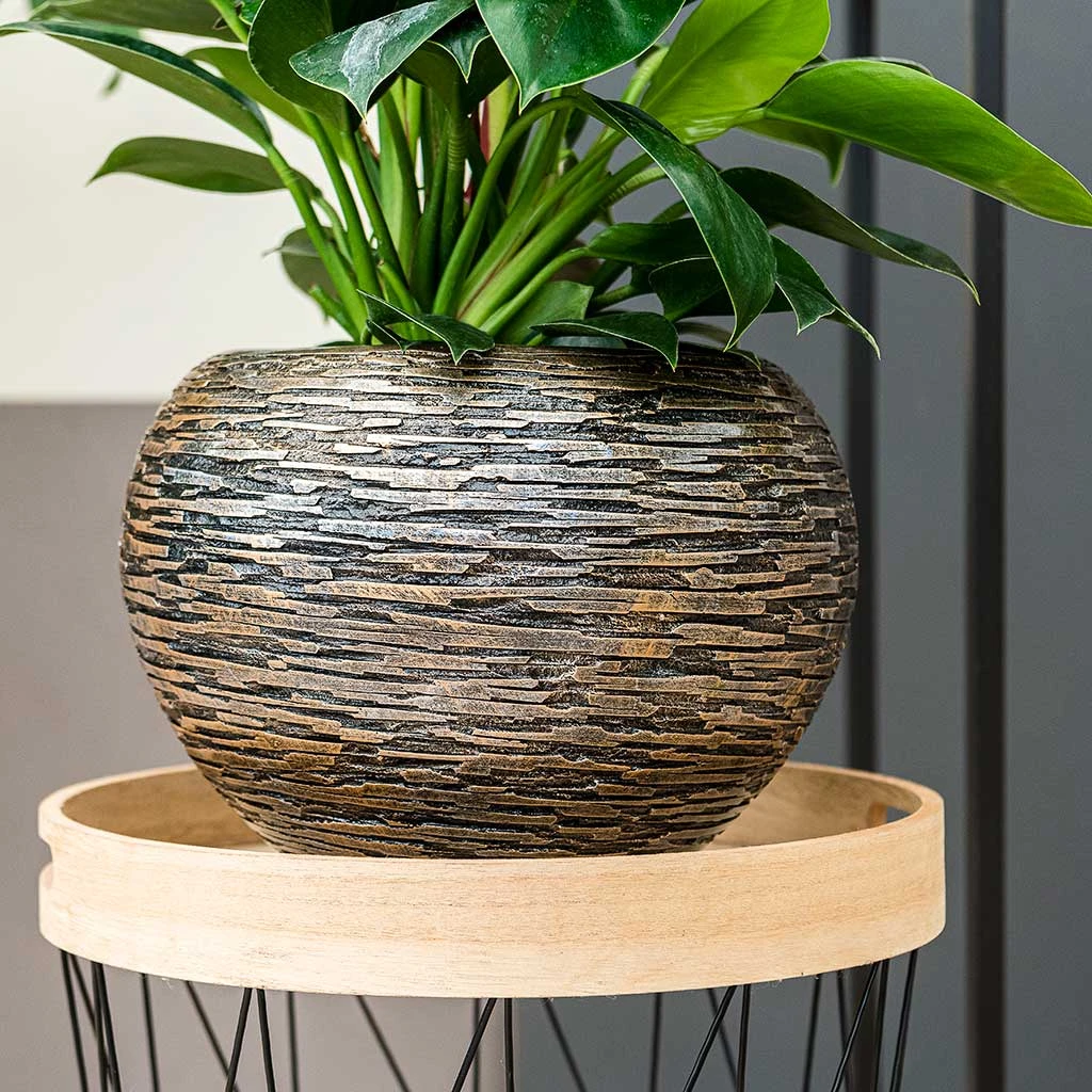 Luxe Lite Wrinkle Globe Planter - Bronze 2 Luxe Lite Wrinkle Globe Planter - Bronze - Image 2