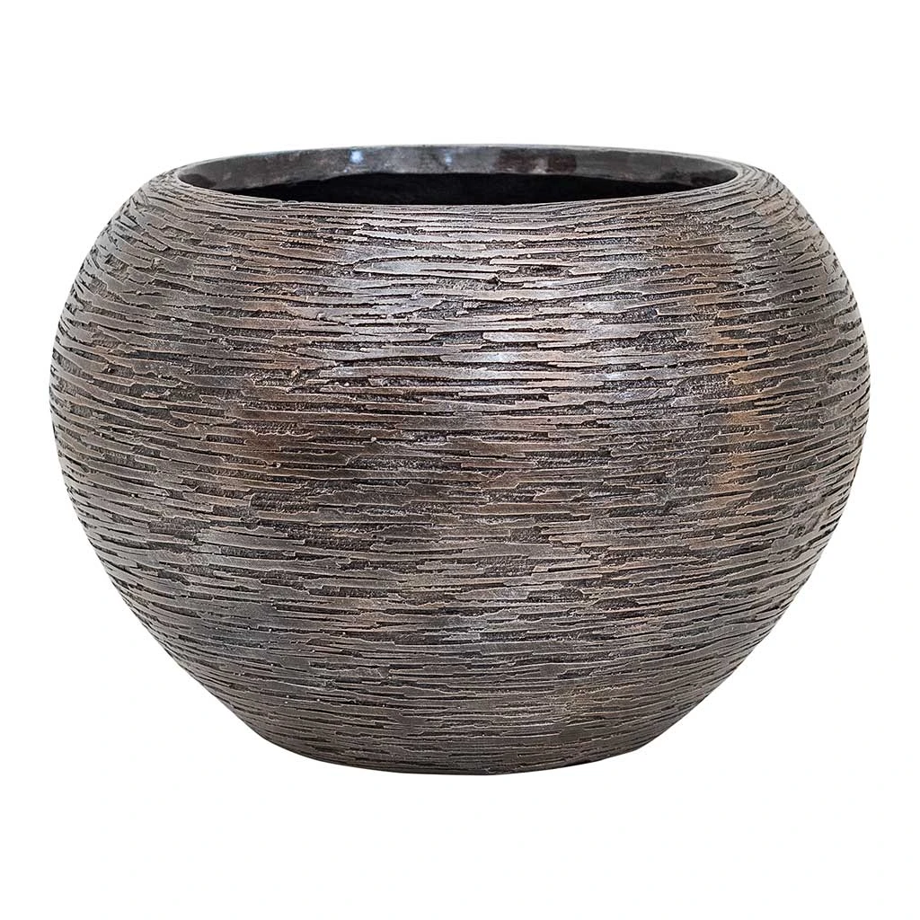 Luxe Lite Wrinkle Globe Planter - Bronze 1 Luxe Lite Wrinkle Globe Planter - Bronze