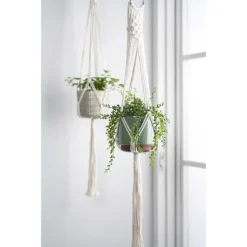 Woodstock Macrame Plant Pot Hanger - 93cm Undyed Cotton Boho Wall & Ceiling Planter 5 Woodstock Macrame Plant Pot Hanger - 93cm Undyed Cotton Boho Wall & Ceiling Planter -HORTOLOGY Plants Sale Macrame Hangers Plant Pots LS2