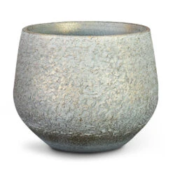 Noor Plant Pot - Metallic Grey -HORTOLOGY Plants Sale Noor Plant Pot Metallic Grey 16x13cm
