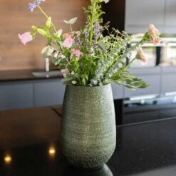 Noor Plant Vase Velvet Green & Metallic Bronze – Textured Ceramic Indoor Pot -HORTOLOGY Plants Sale Noor Plant Vase Velvet Green 4