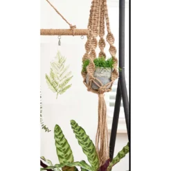 Mara Jute Macrame Hanging Plant Pot Rope – 110cm Retro Spiral Twist Indoor Hanger -HORTOLOGY Plants Sale Plant Pot Jute Macrame Hanging Rope Mara LS2