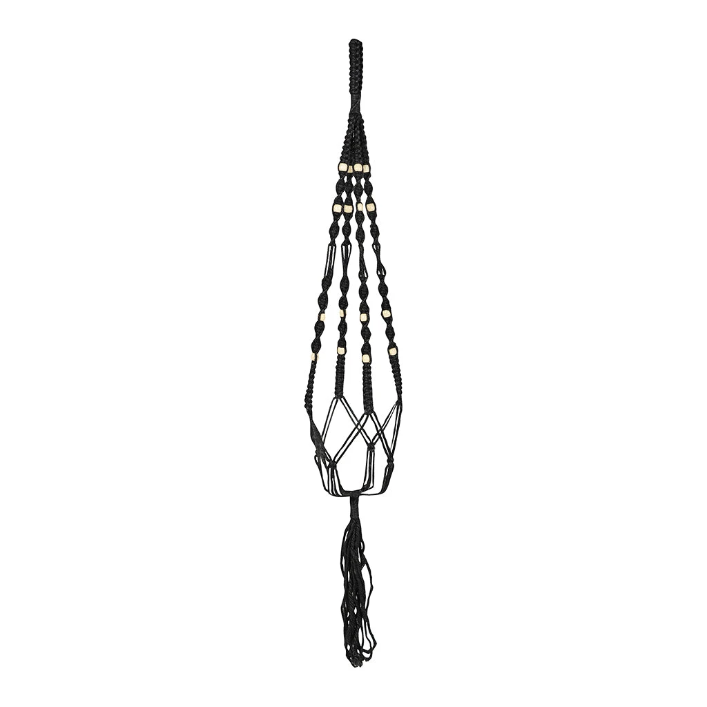 Plant Pot Knotted Macrame Hanging Rope - Black - 95cm 1 Plant Pot Knotted Macrame Hanging Rope - Black - 95cm