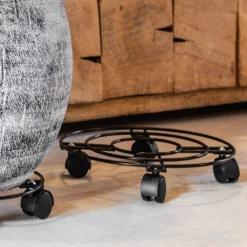 Heavy-Duty Plant Pot Trolley - Matt Black Metal Mobile Plant Caddy (Up to 33cm) -HORTOLOGY Plants Sale Plant Pot Trolley Black SWATCH 2