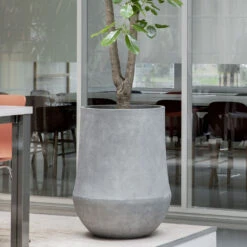 Polystone Coated Darcy Planter - Raw Grey -HORTOLOGY Plants Sale Polystone Coated Plain Darcy Raw Grey