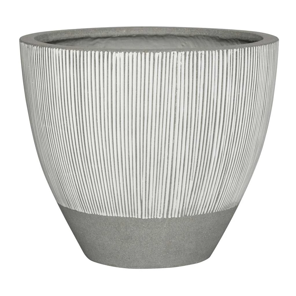 Jesslyn Ridged Plant Pot - White Stripe 1 Jesslyn Ridged Plant Pot - White Stripe
