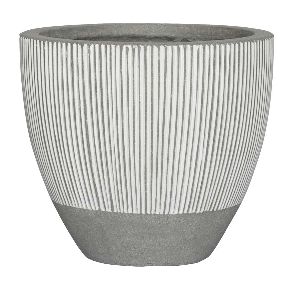 Jesslyn Ridged Plant Pot - White Stripe 4 Jesslyn Ridged Plant Pot - White Stripe - Image 4