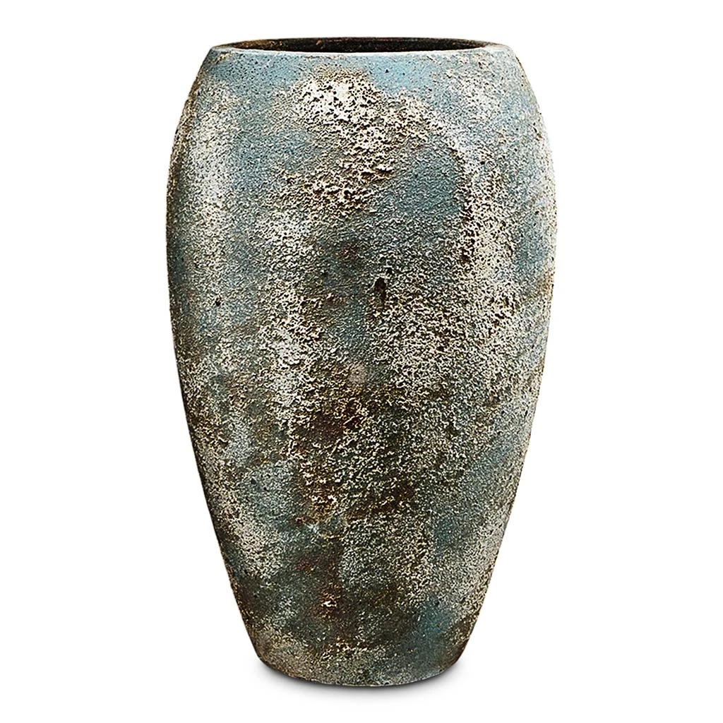Sandora Emperor Large Ceramic Planter - Rustic Lichen Green Weathered Texture 1 Sandora Emperor Large Ceramic Planter - Rustic Lichen Green Weathered Texture