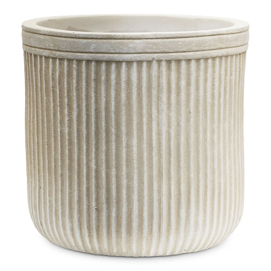 Vertical Rib Cylinder Planter - Beige 1 Vertical Rib Cylinder Planter - Beige