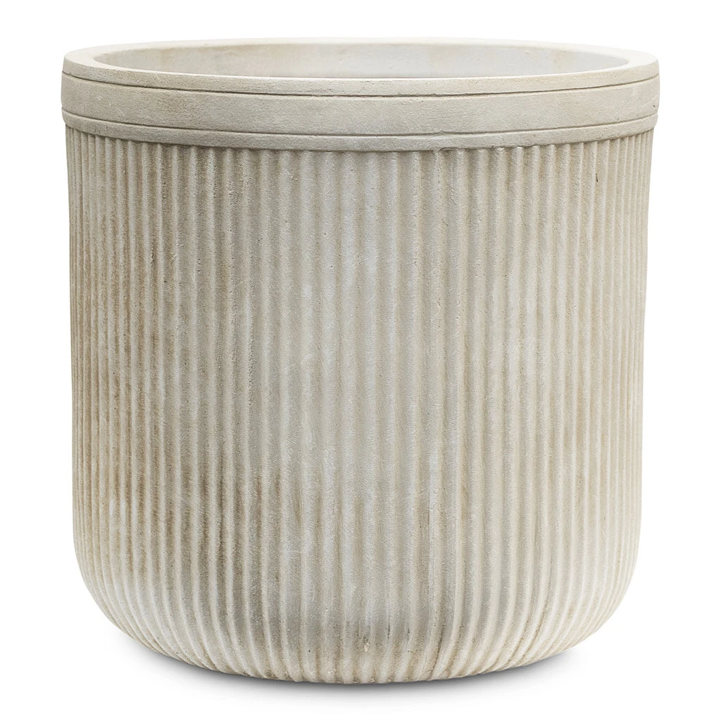 Vertical Rib Cylinder Planter - Beige 2 Vertical Rib Cylinder Planter - Beige - Image 2