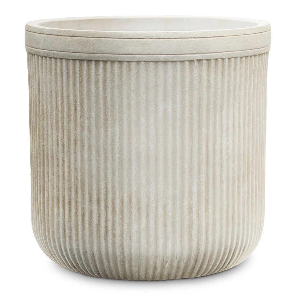 Vertical Rib Cylinder Planter - Beige 3 Vertical Rib Cylinder Planter - Beige - Image 3