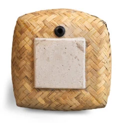 Zayn Natural Woven Bamboo with Cement Lining – Retro Footed Indoor and Outdoor Planter -HORTOLOGY Plants Sale Zayn Bamboo Planter 31.5x33cm 4